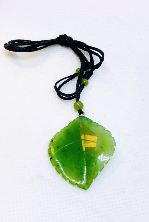 Natural Bc Jade Large Leaf Necklace