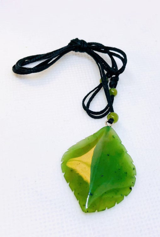 Natural Bc Jade Large Leaf Necklace