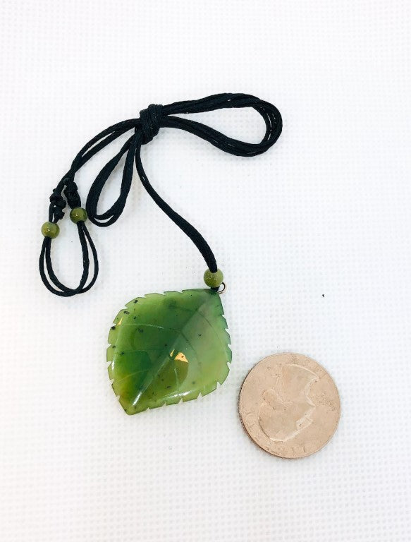 Natural Bc Jade Large Leaf Necklace