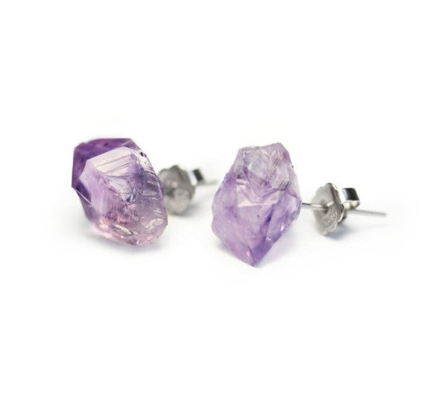 Raw Amethyst Earrings