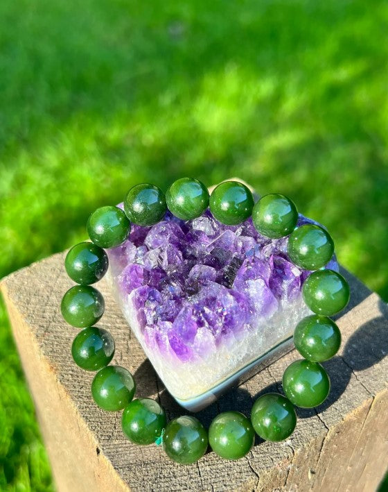 Canadian Nephrite Jade Bead Bracelet