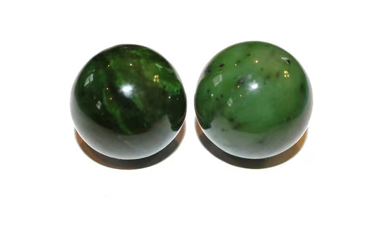 A Pair of Canadian Nephrite Jade Ball Spheres