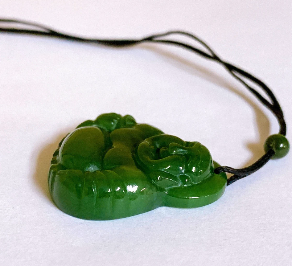 Canadian Nephrite Jade Buddha Pendant Necklace