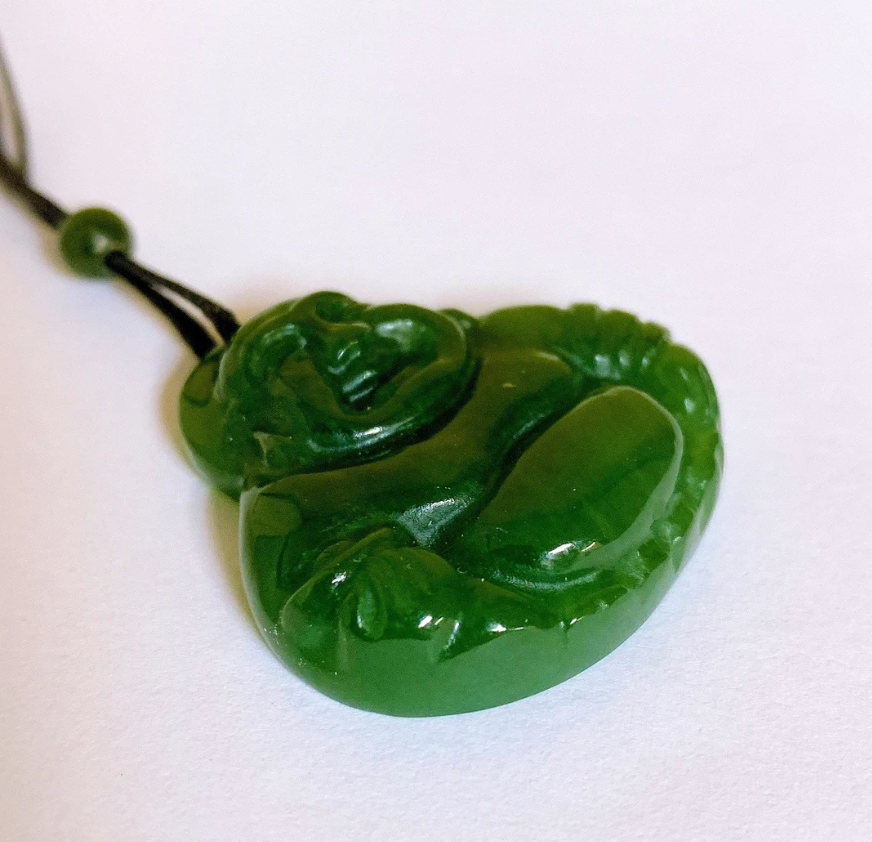 Canadian Nephrite Jade Buddha Pendant Necklace