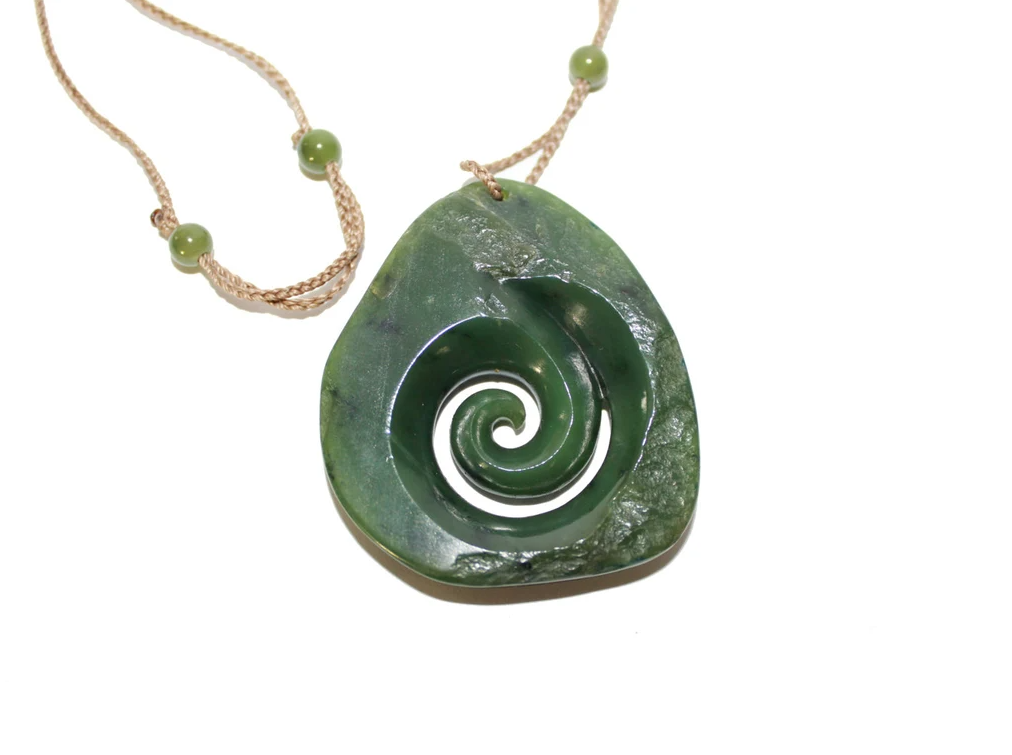 Canadian Nephrite Jade Koru Pendant Necklace