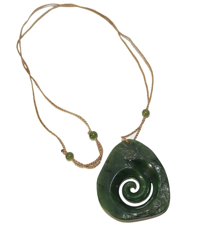 Canadian Nephrite Jade Koru Pendant Necklace