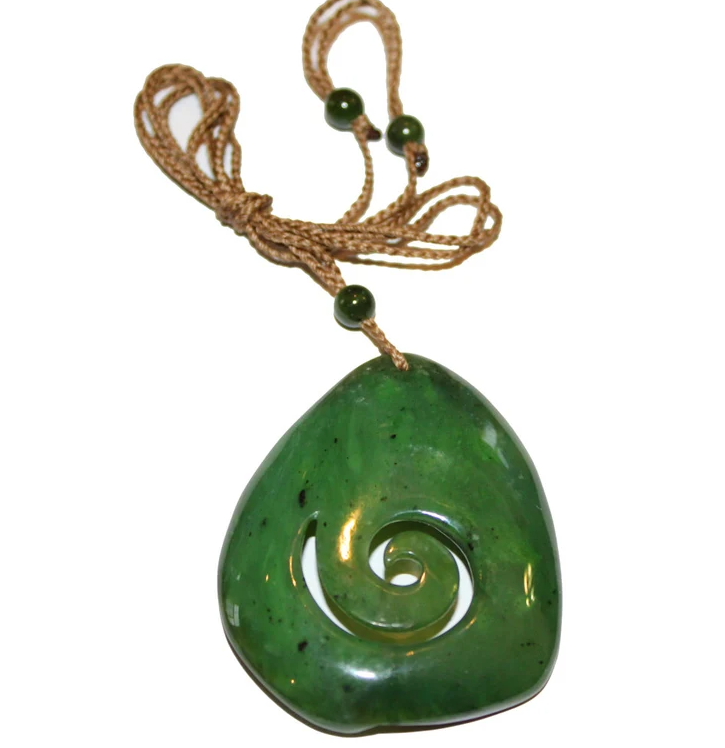 Canadian Nephrite Jade Koru Pendant Necklace