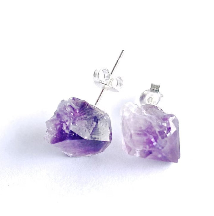 Raw Amethyst Earrings